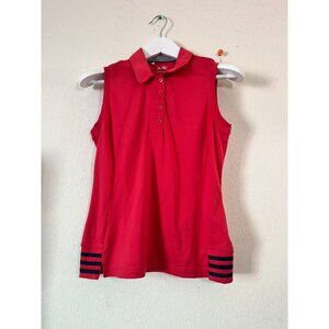 Adidas ClimaCool Womens Sleeveless Golf Polo Shirt Small Red 3 Stripe Active